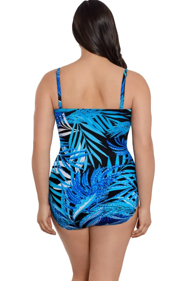 Longitude: One Piece Jungle Boogie Side Shirred Bandeau Long Torso Swi