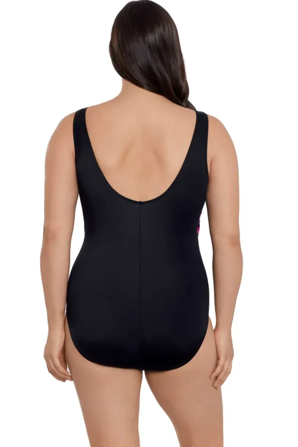 Longitude: One Piece Ribbon Candy Long Torso Ruffle Surplice Swimsuit