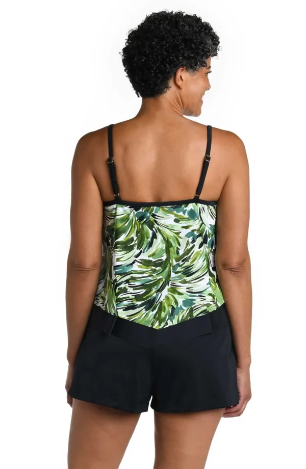 Maxine: Fronds With Flair Flutter Hem Tankini Top