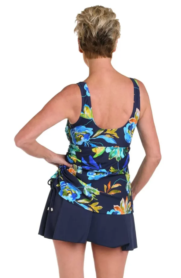 Maxine: One Piece Indigo Vineyard Adjustable Tank Swimdress