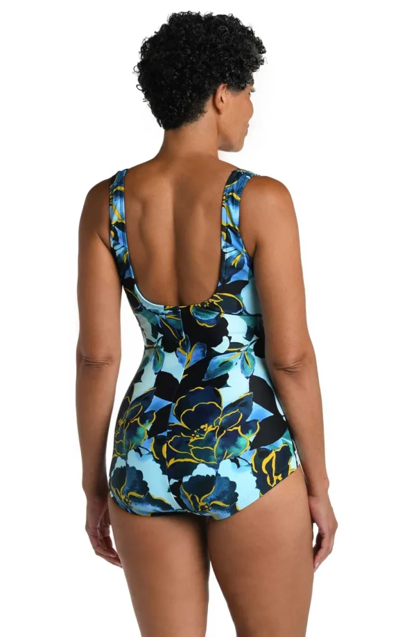 Maxine: One Piece Moonlit Garden Shirred Girl Leg