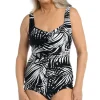 Maxine: One Piece Shadow Palms Girl Leg Swimsuit