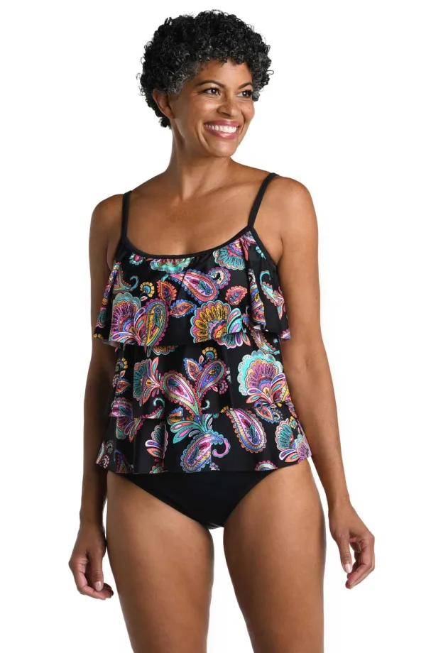 Maxine: Paisley Parade Triple Tiered Tankini Top
