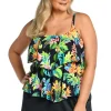 Maxine: Plus Size Oahu Oasis Two Tiered Tankini Top
