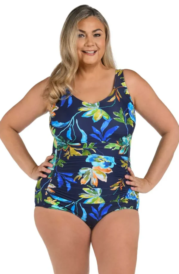 Maxine: Plus Size One Piece Indigo Vineyard Mio Swimsuit