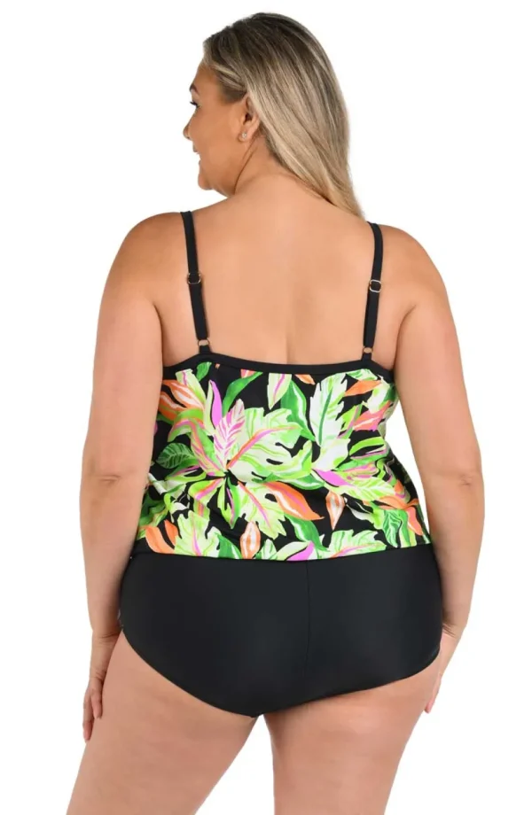 Maxine: Plus Size One Piece Rainforest Blouson Mio Swimsuit