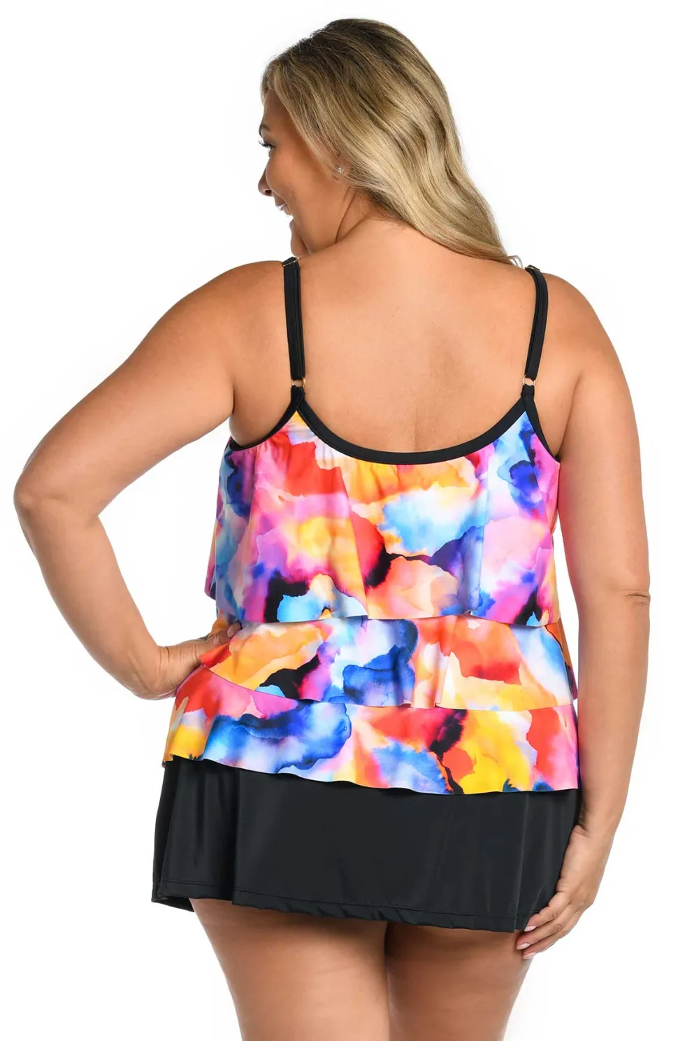 maxine_plus_size_watercol_1.webp Maxine: Plus Size Watercolor Bliss Triple Tiered Tankini Top