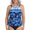 Maxine: Shibori Vines High Neck Tankini Top