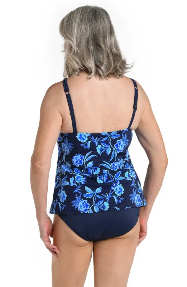 Maxine: Shibori Vines High Neck Tankini Top