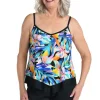 Maxine: Sunset Isle Over The Shoulder Flutter Tankini Top