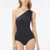 Michael Michael Kors: One Piece Solids One Shoulder Swimsuit