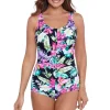 Penbrooke: Mastectomy One Piece Mystic Tropic Shirred Front Girl Leg S