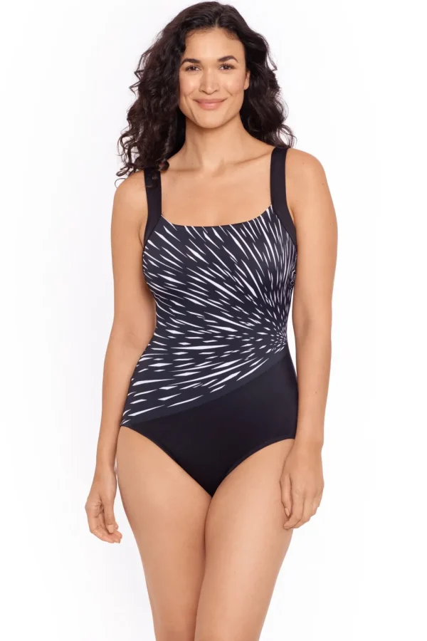 Reebok: One Piece Glass Cutter Scoop Neck Swimsuit