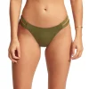 Seafolly: Solid Gathered Tab Skimpy Bottom