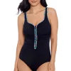 Shapesolver Sport: One Piece Rainbow Effect Zipper Tank Swimsuit