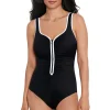 Shapesolver Sport: One Piece Color Coated Zipper Tank Swimsuit
