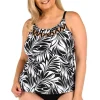 24th & Ocean: Plus Size Floating Palms Strappy High Heck Tankini Top