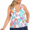 24th & Ocean: Plus Size Francesca Tropical Crossback Tankini Top