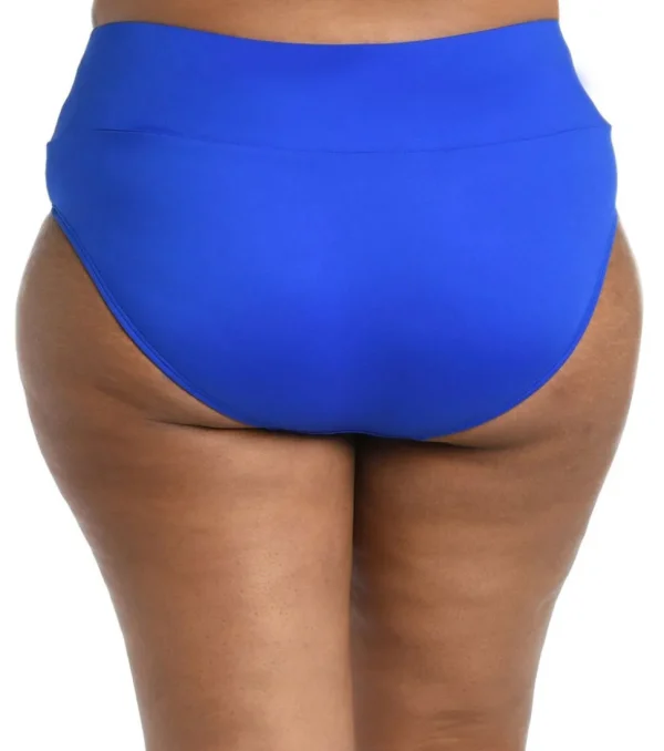 24th & Ocean: Plus Size Solid Mid Waist Spliced Bikini Bottom