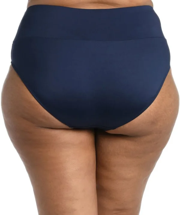 24th & Ocean: Plus Size Solid Mid Waist Spliced Bikini Bottom