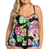 24th & Ocean: Plus Size Tropiflage Flyaway Tankini Top