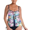 24th & Ocean: Sketched Flora Flyaway Tankini Top