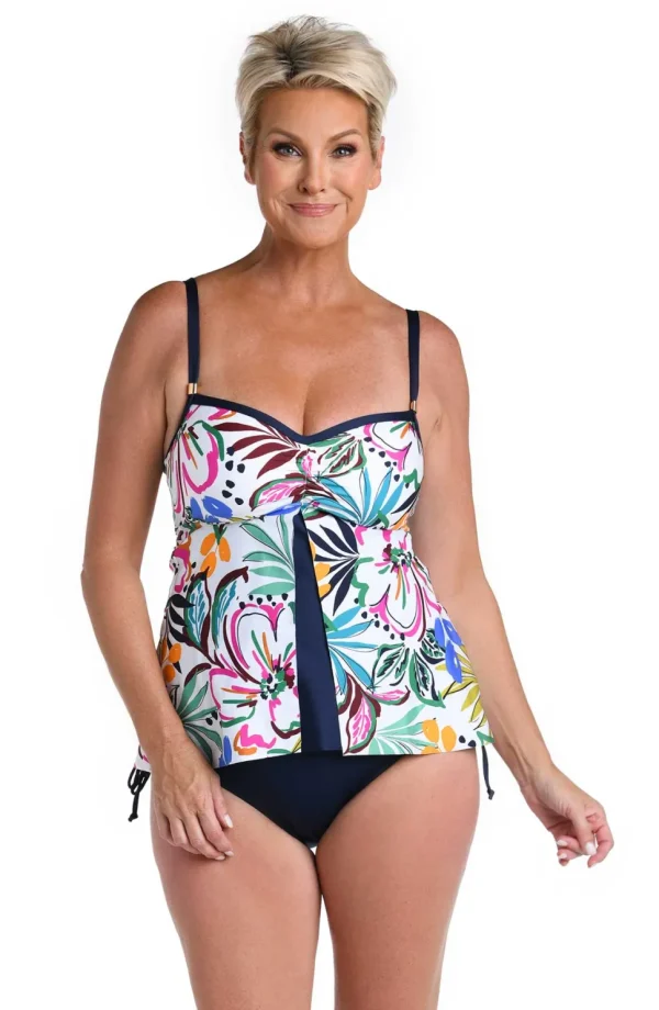24th & Ocean: Sketched Flora Flyaway Tankini Top