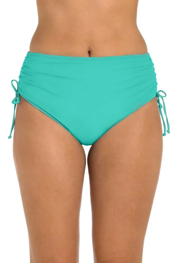 24th & Ocean: Solid Mid Rise Adjustable Side Tie Bikini Bottom