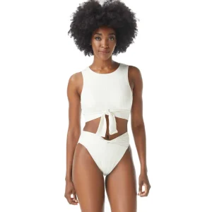 Vince Camuto: Ripple Effect Tie Front Cropped Bikini Top