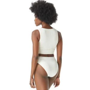 Vince Camuto: Ripple Effect Tie Front Cropped Bikini Top